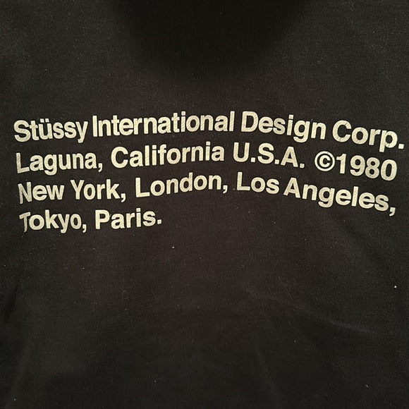 Stussy 8-ball black hoodie with graphic on back Sz Small- great condition - Picture 6 of 7